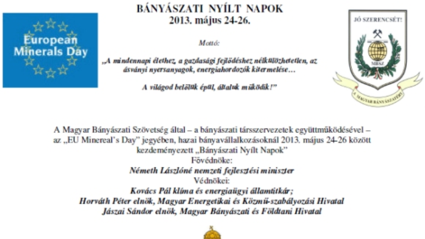 EU SZINTŰ „MINERAL’S DAY” Rendezvénysorozat